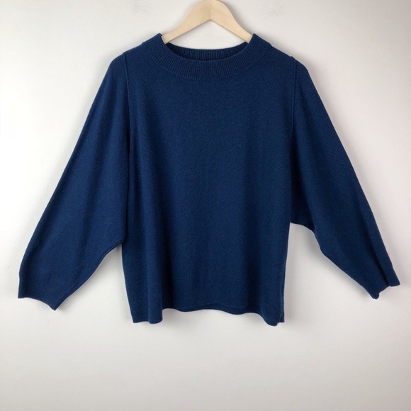 J.Crew Dolman Sweater Rib Trim Blue Wool Blend S - Picture 2 of 7